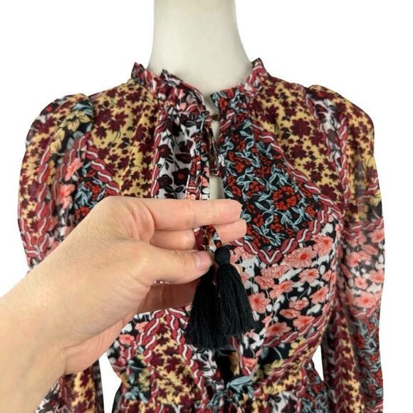 NWT Allison NY Gigi Maxi Dress Floral Patchwork Long Sleeve Bohemian Size Small - Picture 4 of 16